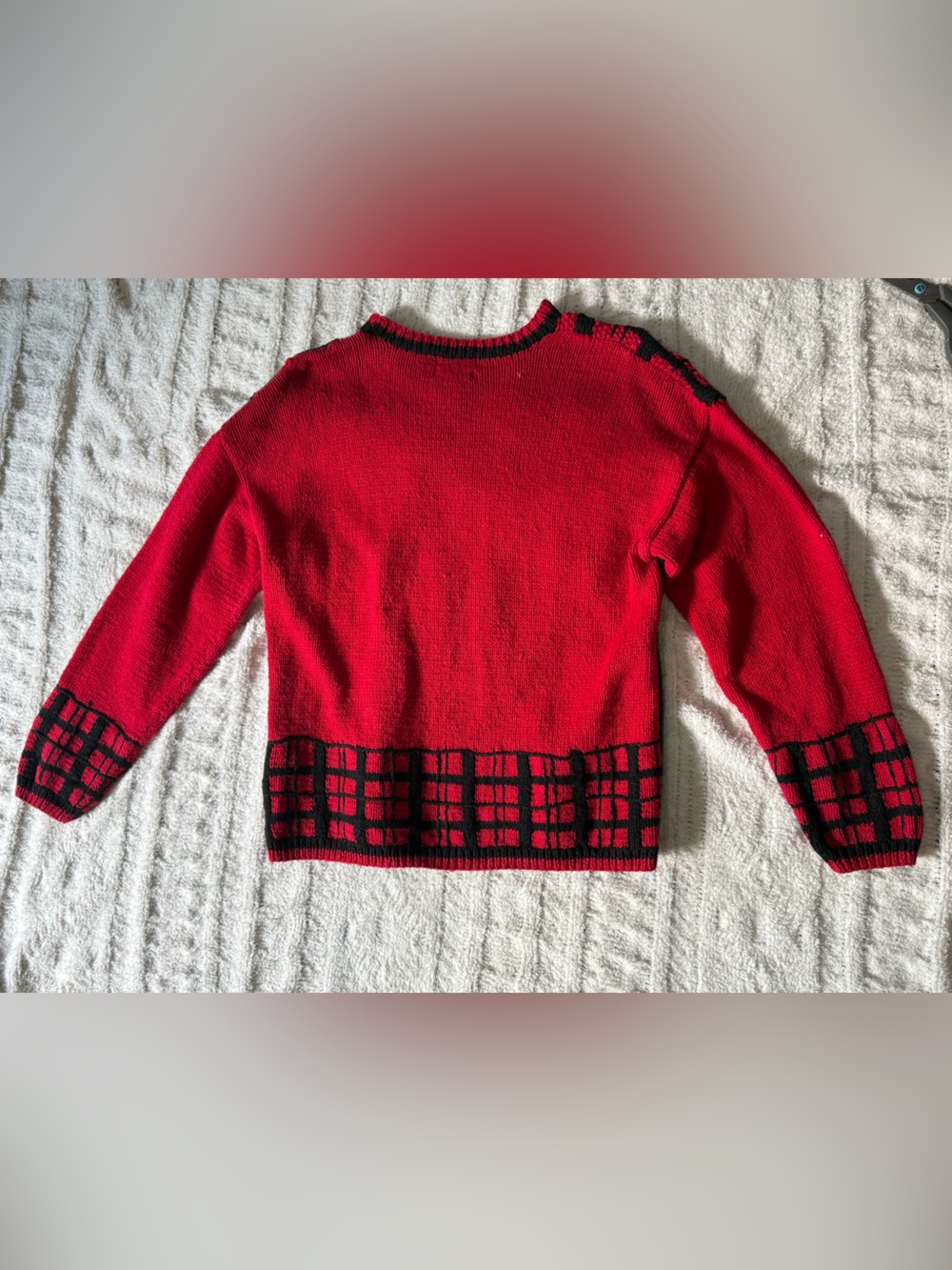 Talbots Blue Red Christmas Sweater Reindeer Snowflake Patchwork Size Medium - Picture 9 of 14